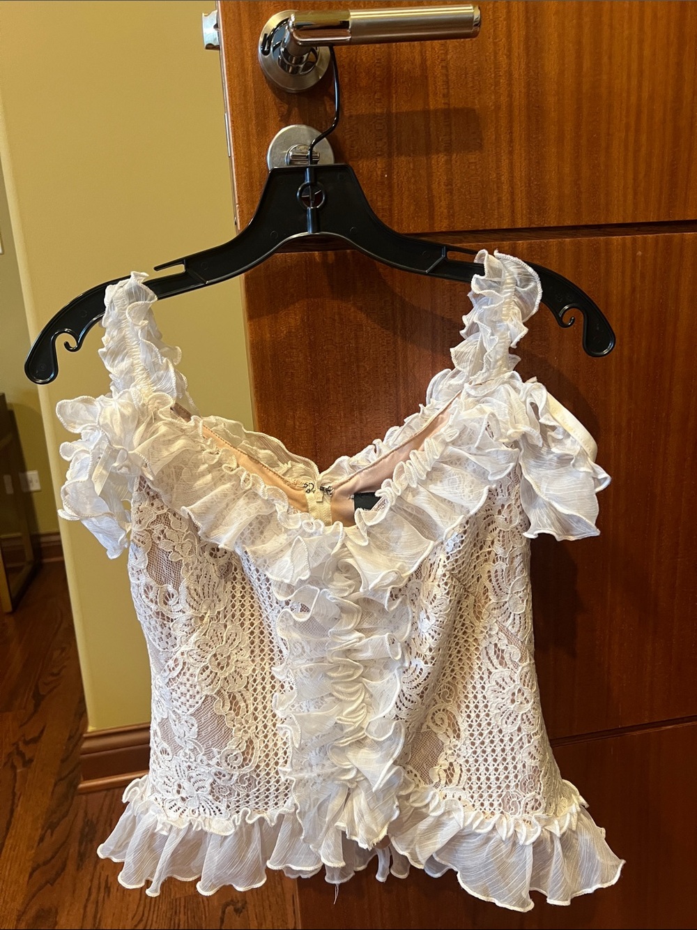 AKIRA White Ruffled Lace Camisole
